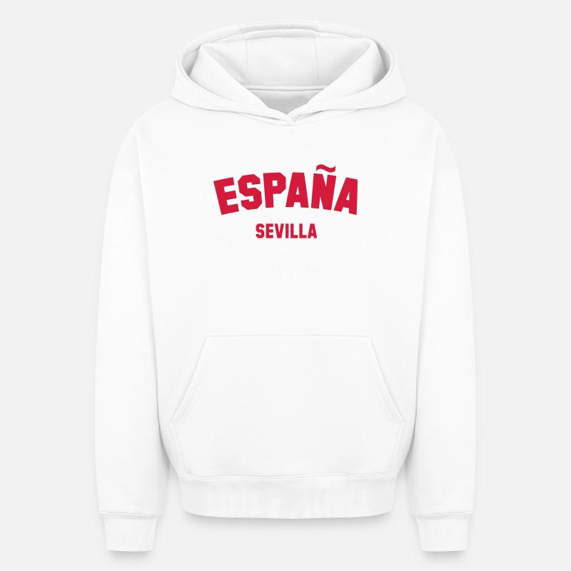SEVILLA Espagne Espagne España - Sweat à capuche unisexe oversize épais SPREAD - blanc