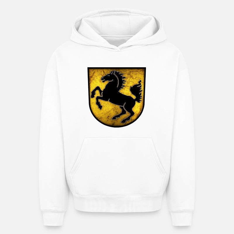 Stuttgart - Armoiries de Stuttgart - Sweat à capuche unisexe oversize épais SPREAD - blanc