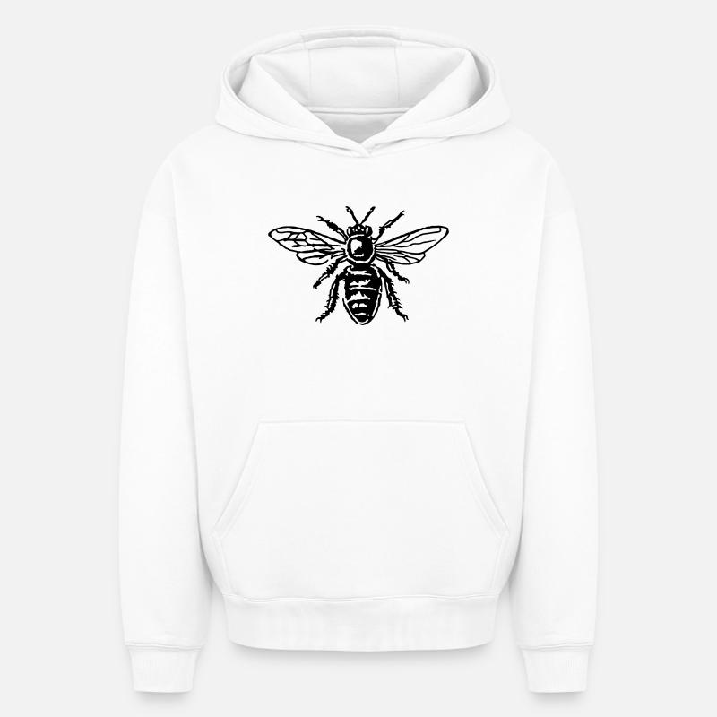 Abeille - Sweat à capuche unisexe oversize épais SPREAD - blanc