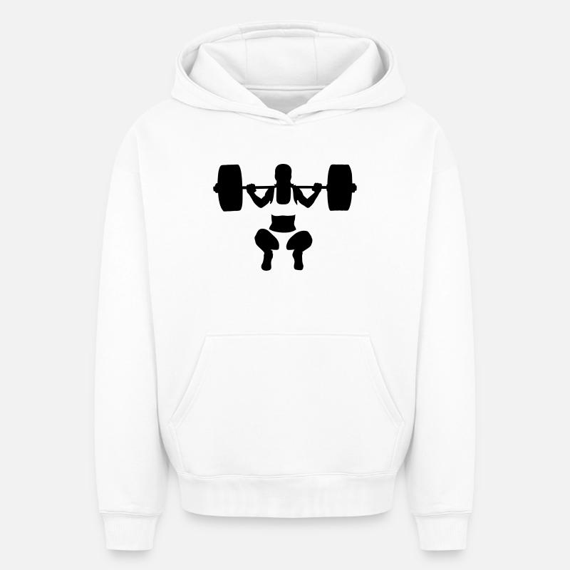 haltérophilie - Sweat à capuche unisexe oversize épais SPREAD - blanc