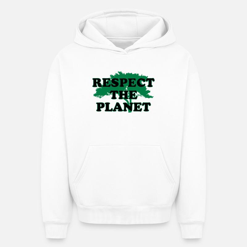 Respectons la planète - Sweat à capuche unisexe oversize épais SPREAD - blanc