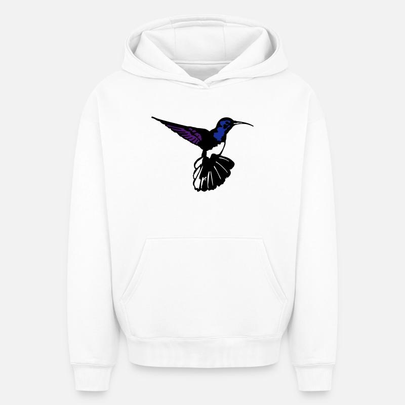 colibri - Sweat à capuche unisexe oversize épais SPREAD - blanc