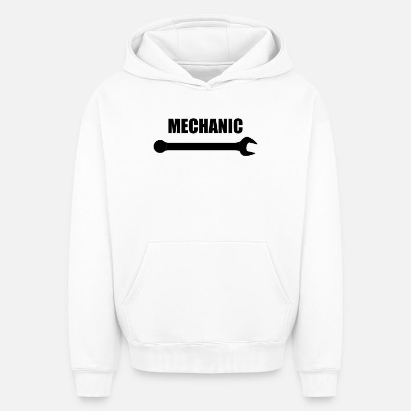 Mechanic - Sweat à capuche unisexe oversize épais SPREAD - blanc