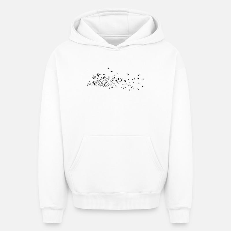 Des Animaux Oiseaux - Sweat à capuche unisexe oversize épais SPREAD - blanc