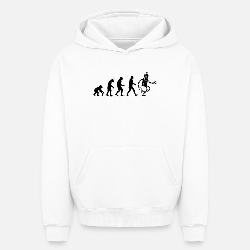 evolution robot - Oversized Heavyweight Unisex Hoodie - Weiß