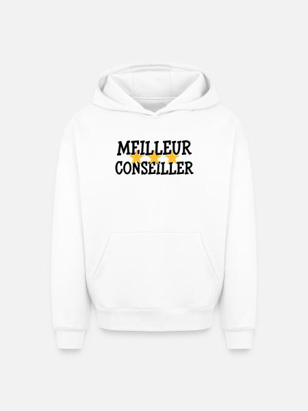 Meilleur Conseiller - Sweat à capuche unisexe oversize épais SPREAD - blanc