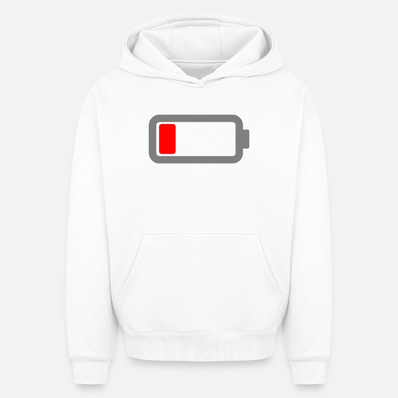 La batterie est vide - Sweat à capuche unisexe oversize épais SPREAD - blanc