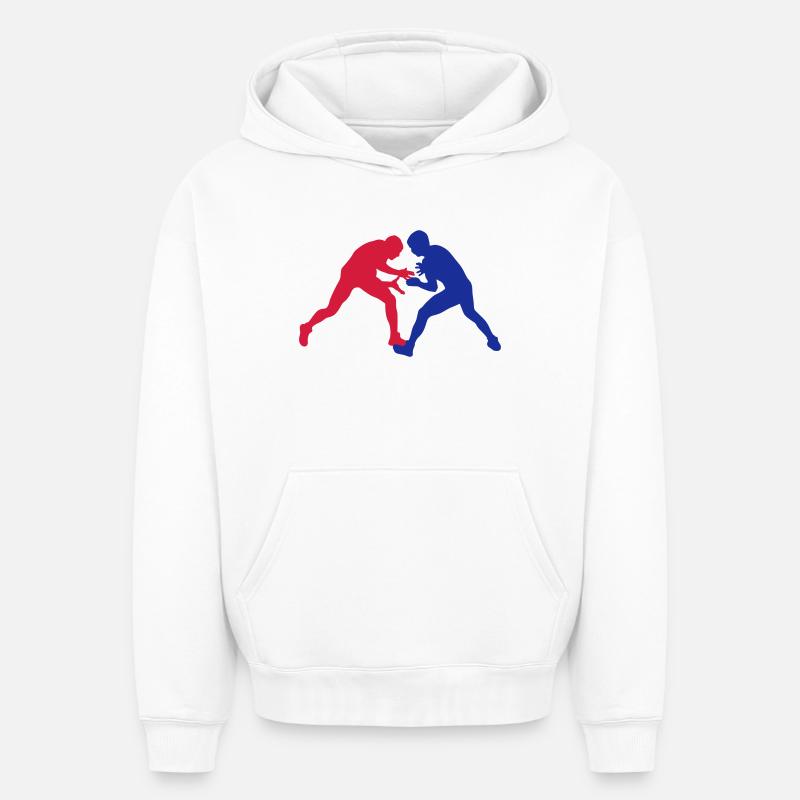 lutte gréco-romaine - Sweat à capuche unisexe oversize épais SPREAD - blanc