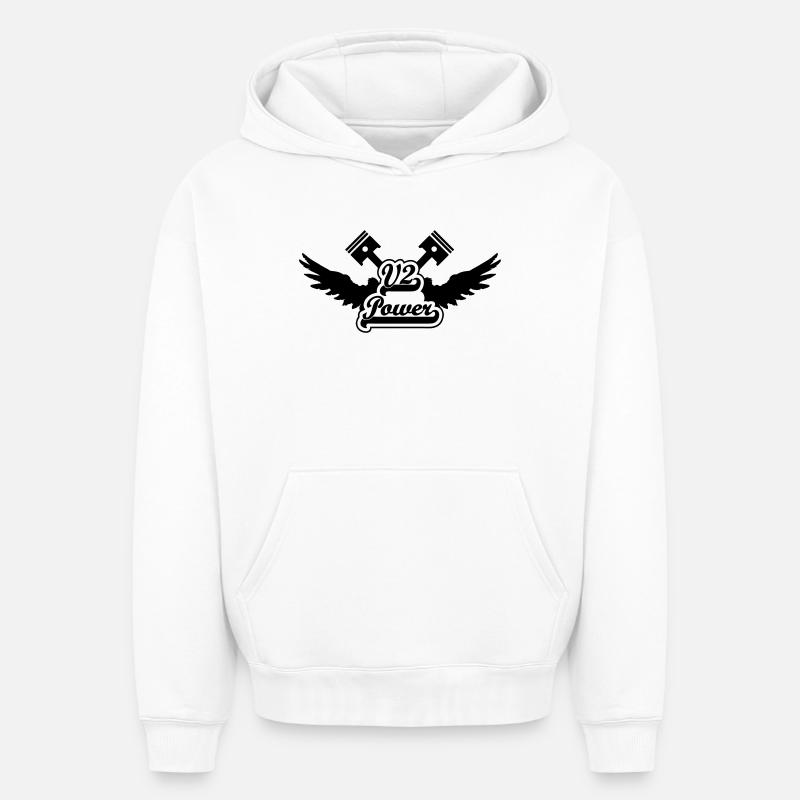 Puissance V2 - Sweat à capuche unisexe oversize épais SPREAD - blanc