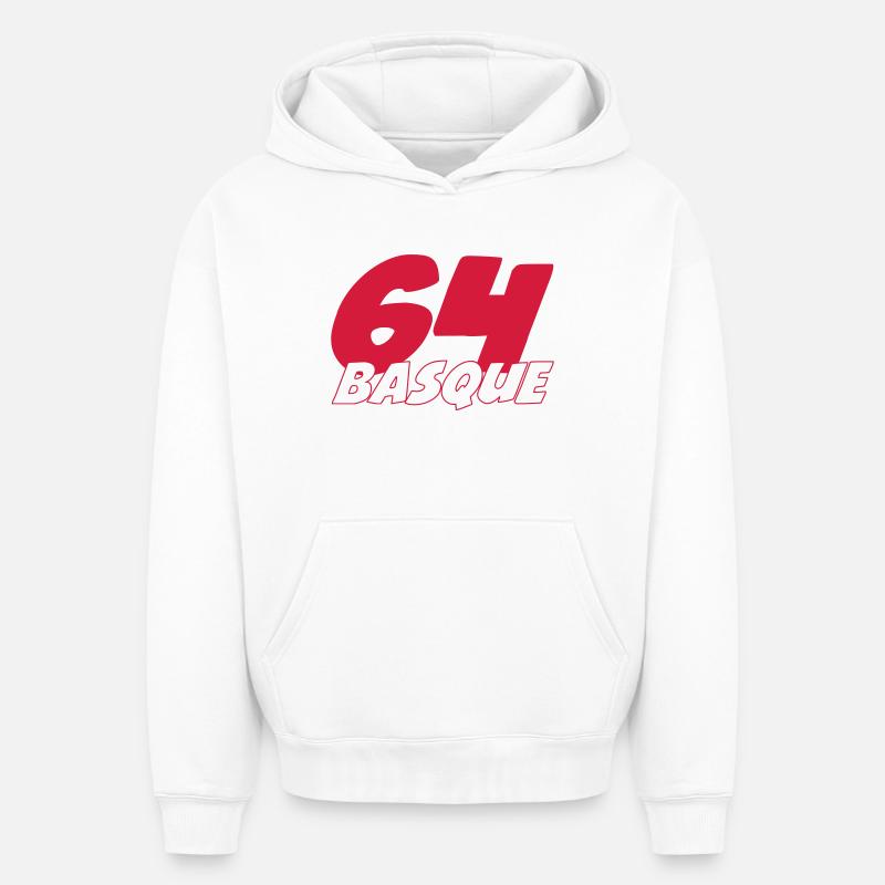 64 Basque - Sweat à capuche unisexe oversize épais SPREAD - blanc