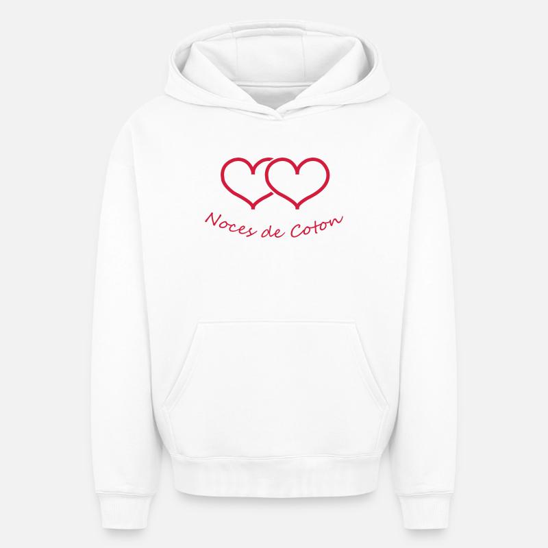 Noces de Coton - Sweat à capuche unisexe oversize épais SPREAD - blanc