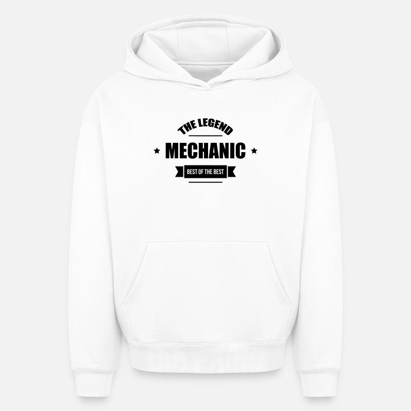 Mechanic - Sweat à capuche unisexe oversize épais SPREAD - blanc