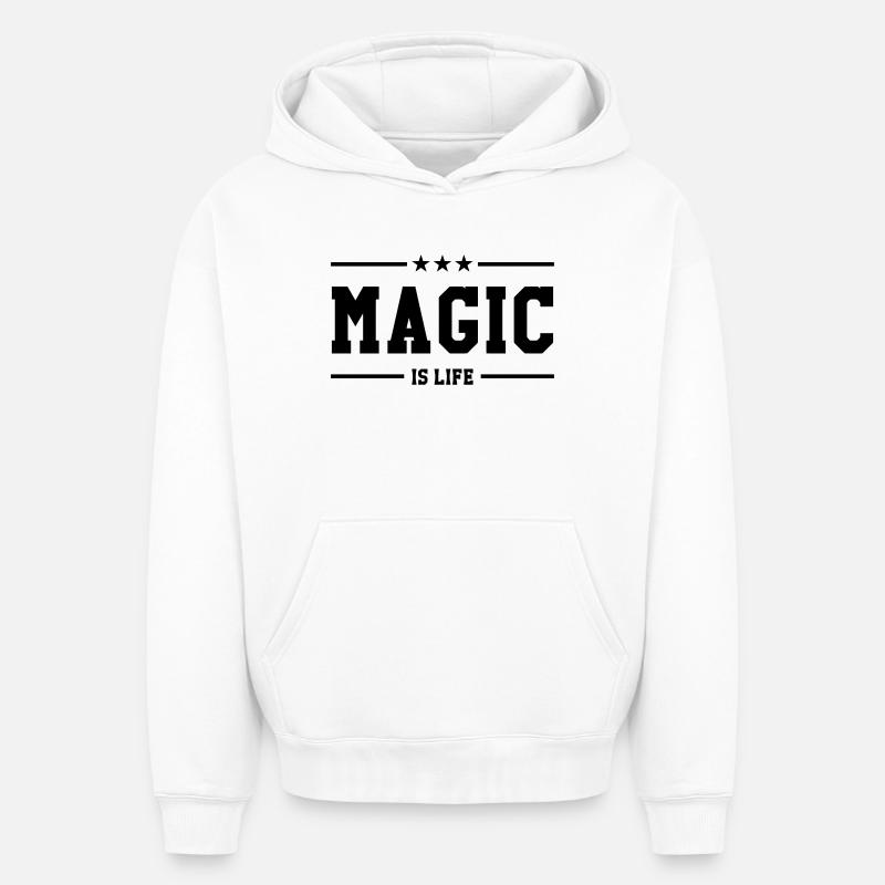 Magic is life - Sweat à capuche unisexe oversize épais SPREAD - blanc