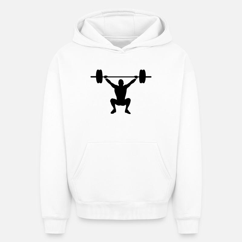 haltérophile - Sweat à capuche unisexe oversize épais SPREAD - blanc
