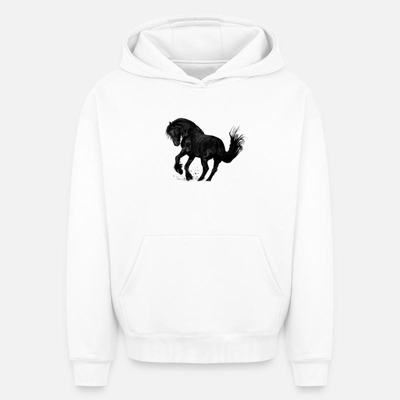 cheval - Sweat à capuche unisexe oversize épais SPREAD - blanc