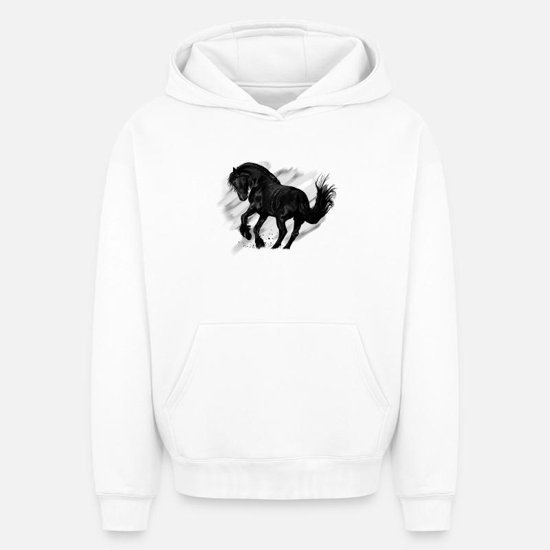 cheval - Sweat à capuche unisexe oversize épais SPREAD - blanc