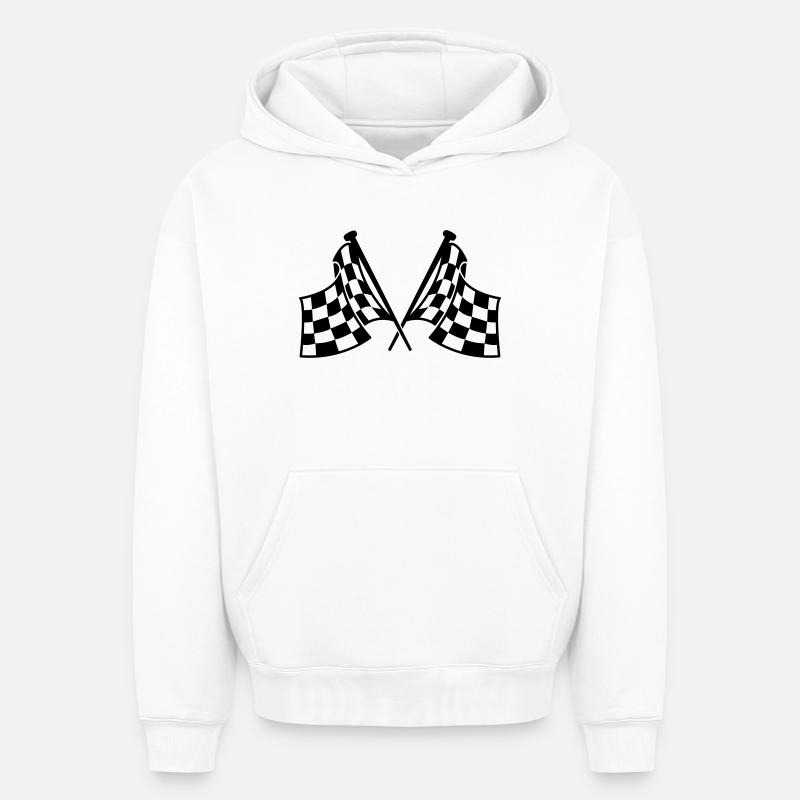 drapeaux de course - Sweat à capuche unisexe oversize épais SPREAD - blanc