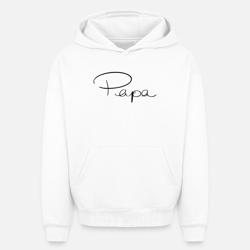 Papa - Sweat à capuche unisexe oversize épais SPREAD - blanc