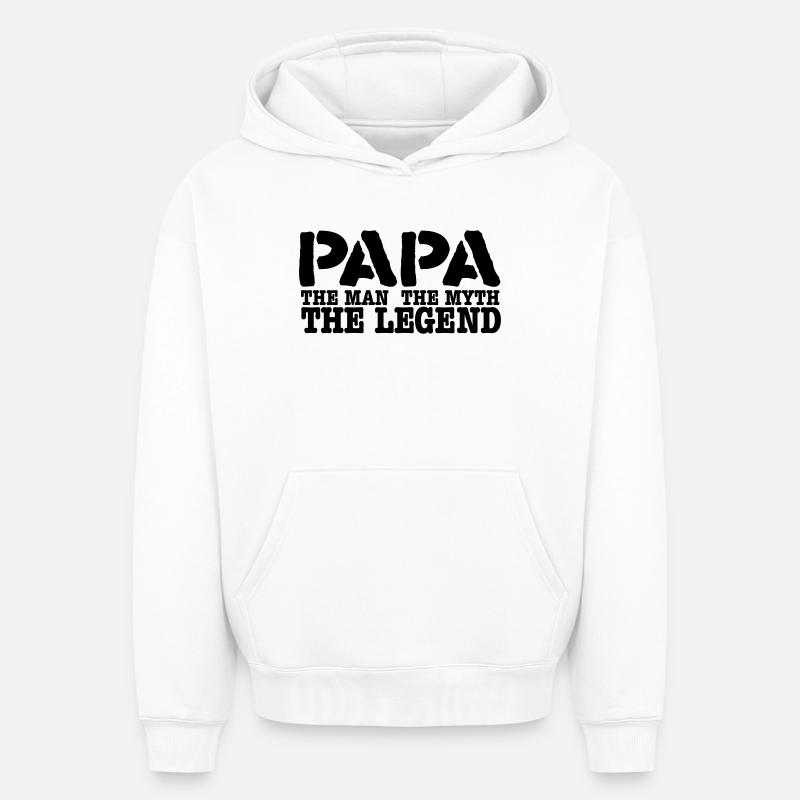 papa - Sweat à capuche unisexe oversize épais SPREAD - blanc