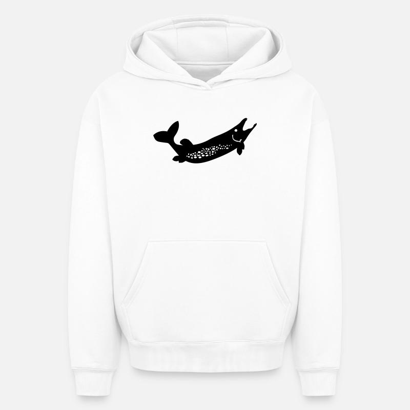 poisson - Sweat à capuche unisexe oversize épais SPREAD - blanc