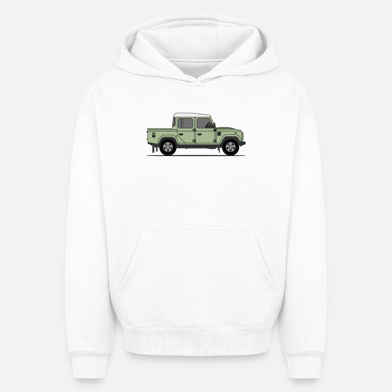 Defender Double Cab - Sweat à capuche unisexe oversize épais SPREAD - blanc