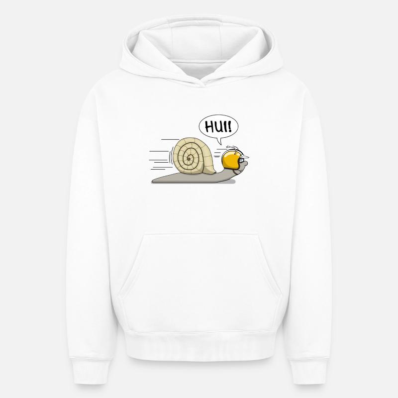 Escargot de course - l’original - Sweat à capuche unisexe oversize épais SPREAD - blanc