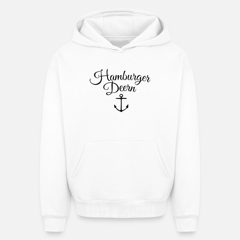 Hamburger Deern Anker Classique - Sweat à capuche unisexe oversize épais SPREAD - blanc
