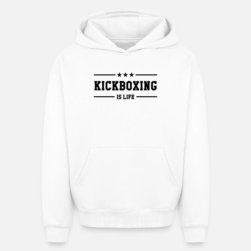 Kickboxing / Kick-Boxeur / Kick Boxing / - Sweat à capuche unisexe oversize épais SPREAD - blanc