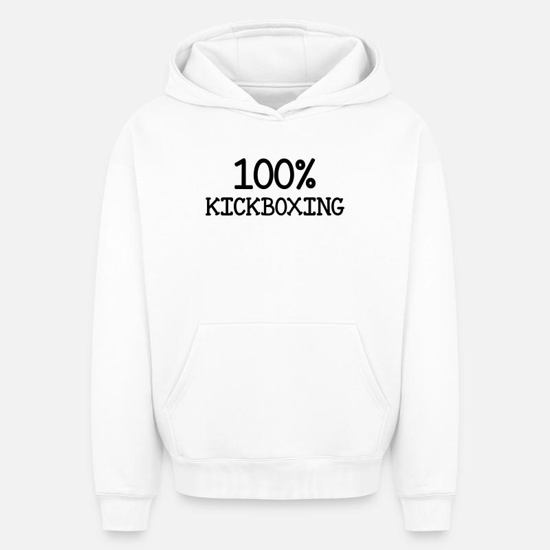 Kickboxing / Kick-Boxeur / Kick Boxing / - Sweat à capuche unisexe oversize épais SPREAD - blanc