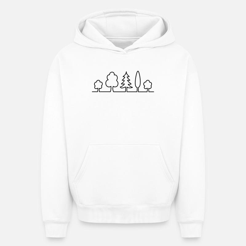 arbre - Sweat à capuche unisexe oversize épais SPREAD - blanc