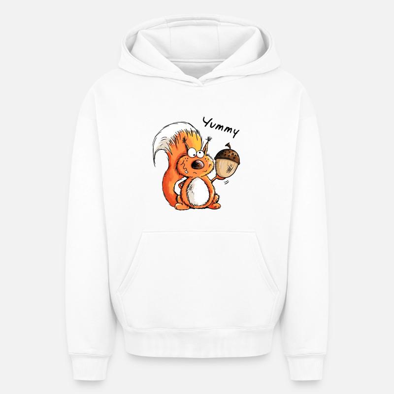 Yummy Eichhörnchen - Tier - Tiere - Comic - Oversized Heavyweight Unisex Hoodie - Weiß