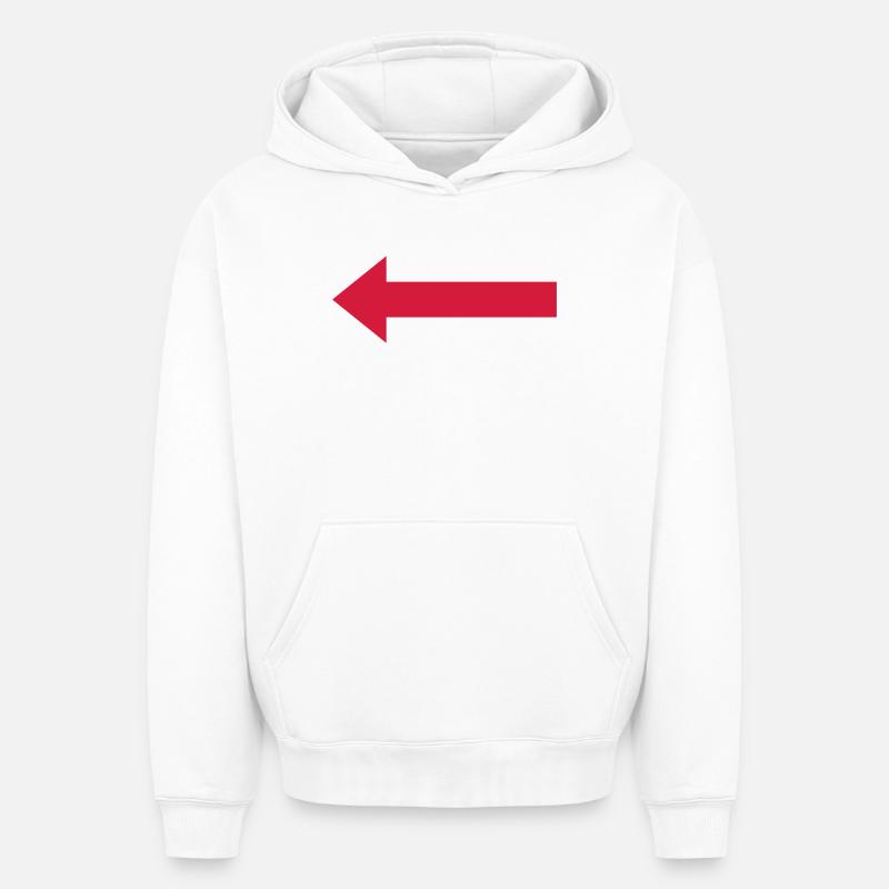 Flèche rouge vers la gauche - Sweat à capuche unisexe oversize épais SPREAD - blanc