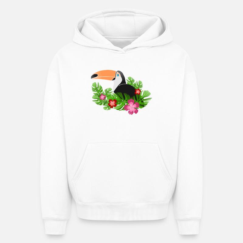 Toucan - Sweat à capuche unisexe oversize épais SPREAD - blanc