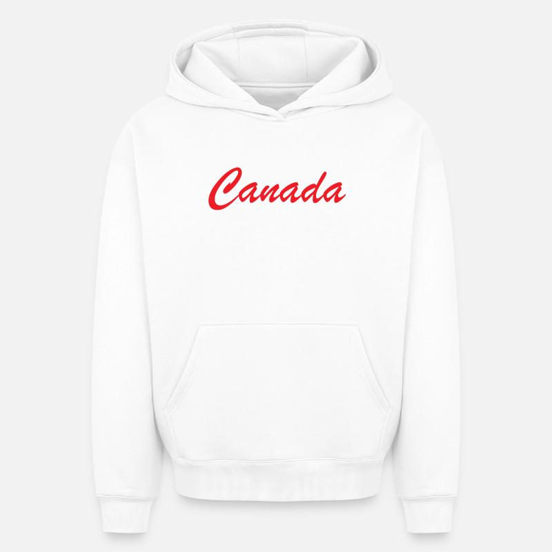 Canada Script Schriftzug Rot - Oversized Heavyweight Unisex Hoodie - Weiß