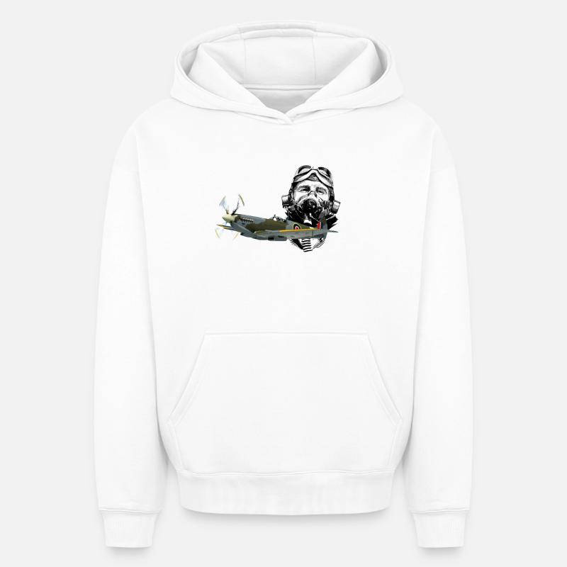 Pilot spitfire - Sweat à capuche unisexe oversize épais SPREAD - blanc