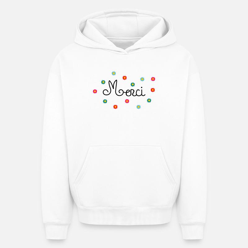 Merci - Sweat à capuche unisexe oversize épais SPREAD - blanc