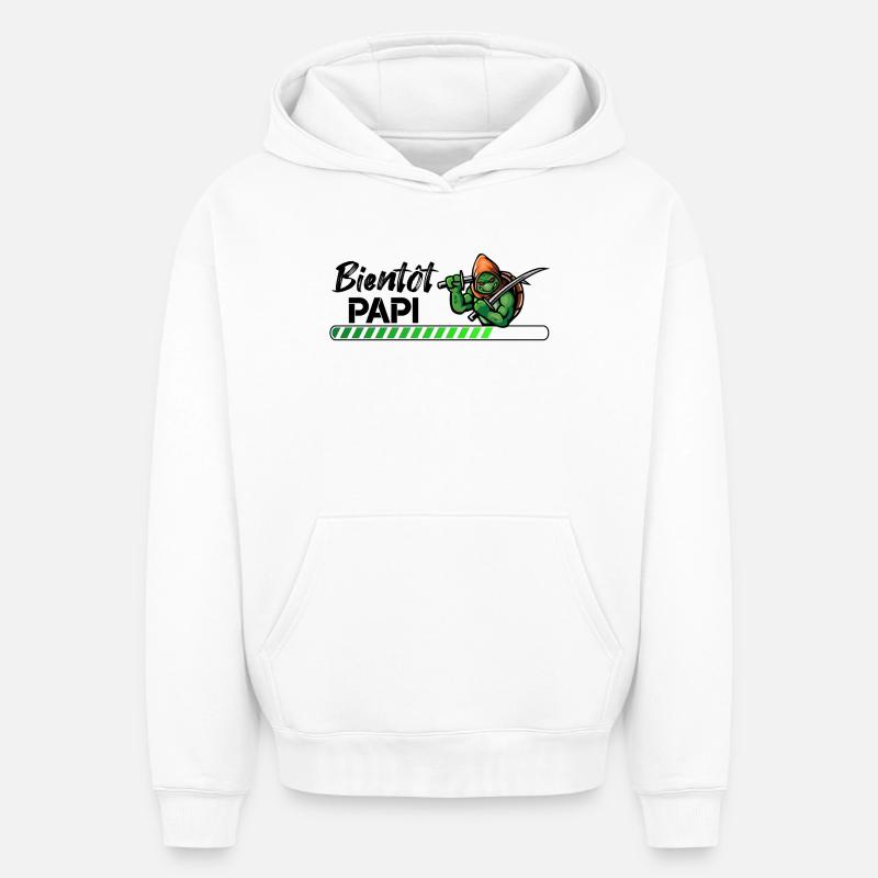 Bientôt papi ninja - Sweat à capuche unisexe oversize épais SPREAD - blanc