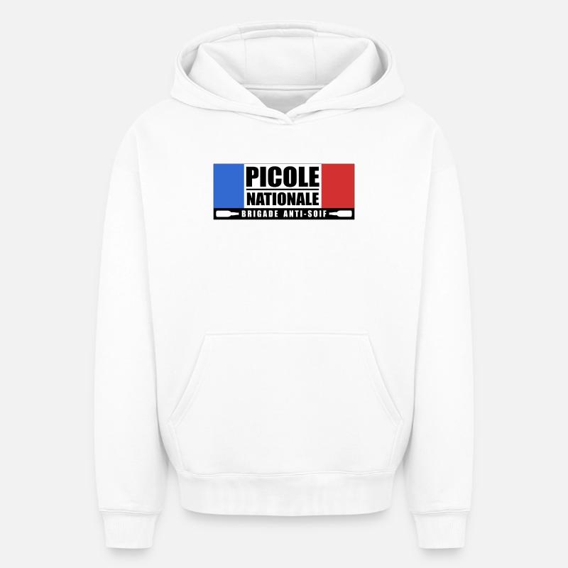 Picole nationale - Sweat à capuche unisexe oversize épais SPREAD - blanc