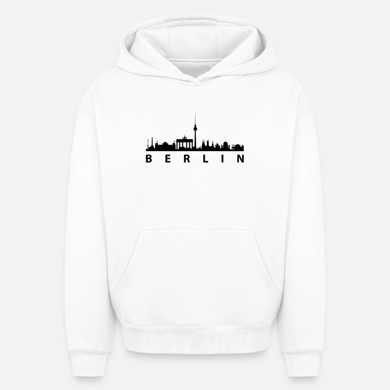 Skyline de Berlin - Sweat à capuche unisexe oversize épais SPREAD - blanc