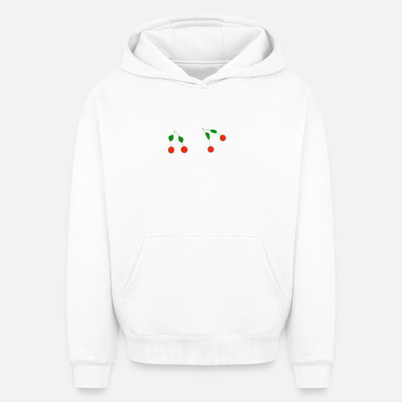 cerises - Sweat à capuche unisexe oversize épais SPREAD - blanc