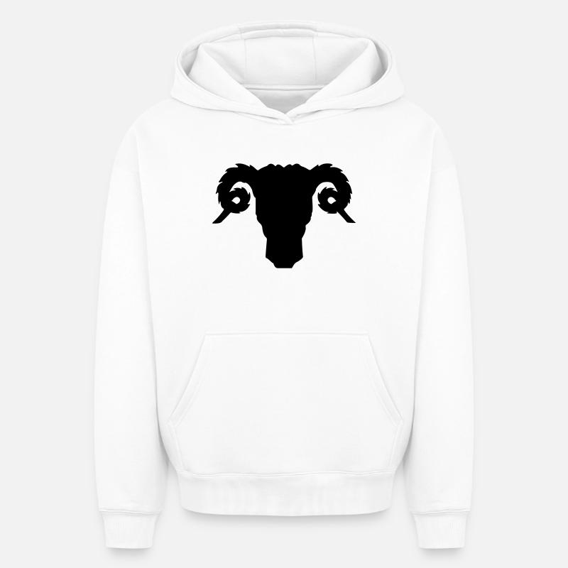 Bock- oder Rammkopfschattenbild - Oversized Heavyweight Unisex Hoodie - Weiß