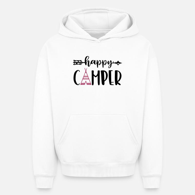 campeur heureux - Sweat à capuche unisexe oversize épais SPREAD - blanc