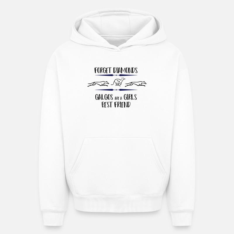 Galgos en cours d'exécution - Sweat à capuche unisexe oversize épais SPREAD - blanc