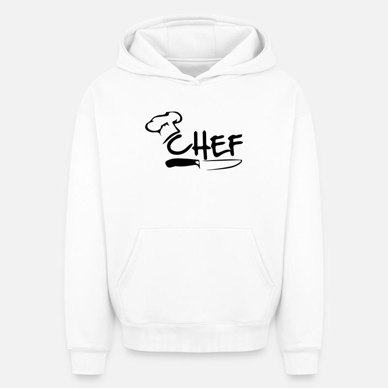 Chef - Sweat à capuche unisexe oversize épais SPREAD - blanc