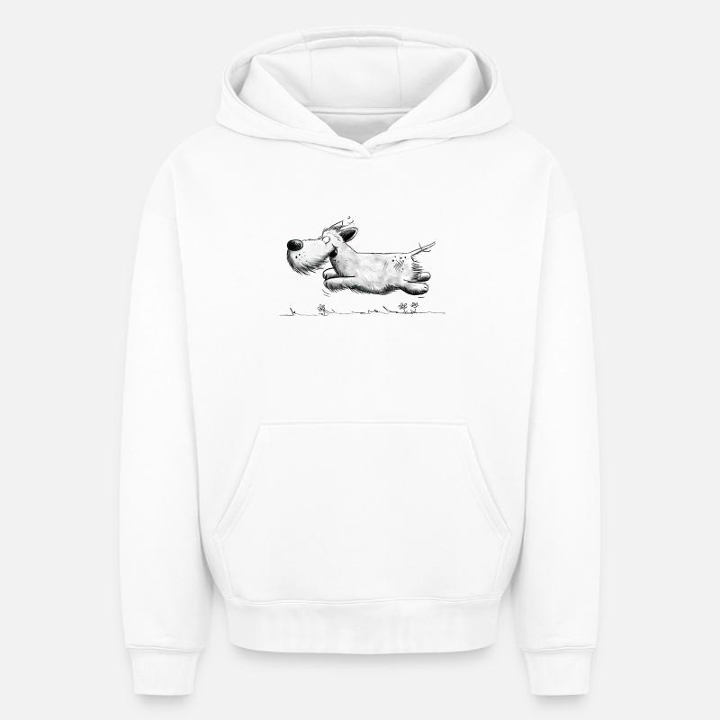 Moustache I Flottille - Sweat à capuche unisexe oversize épais SPREAD - blanc