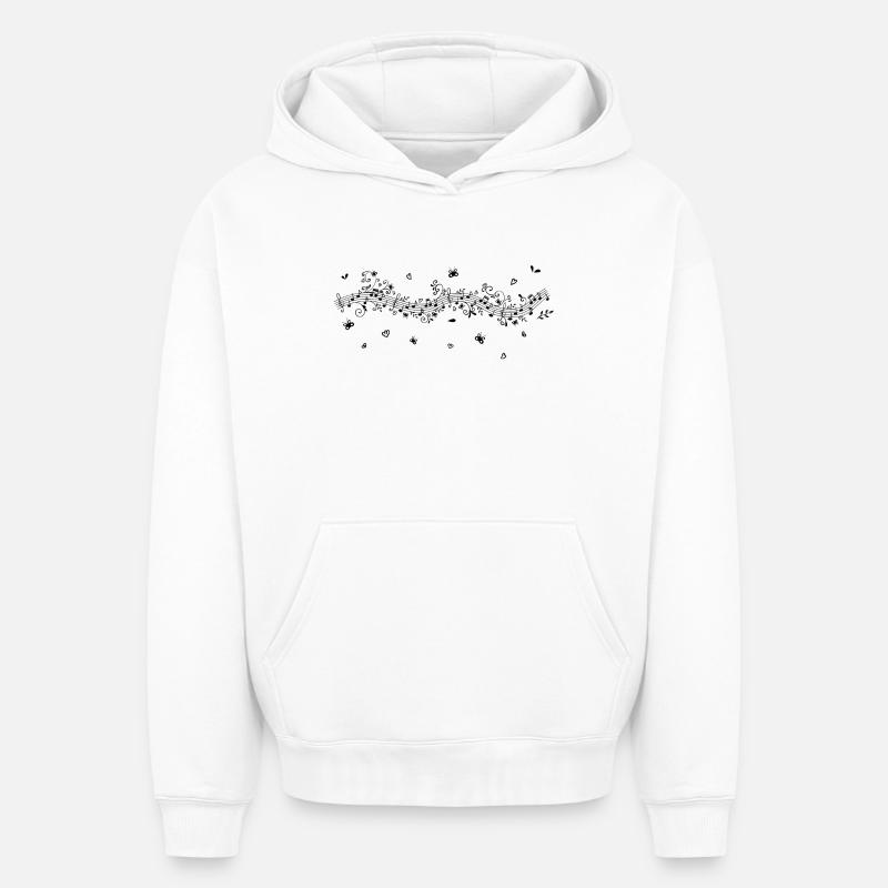 Notes de musique - Sweat à capuche unisexe oversize épais SPREAD - blanc
