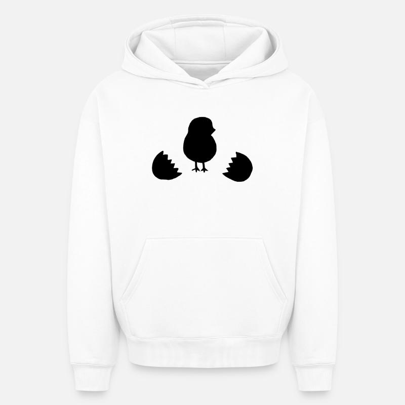 Œuf de poussin - Sweat à capuche unisexe oversize épais SPREAD - blanc
