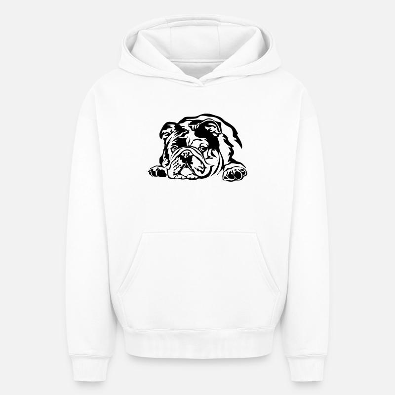 Bouledogue anglaise - Sweat à capuche unisexe oversize épais SPREAD - blanc