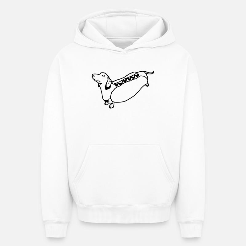 Hot-dog - Sweat à capuche unisexe oversize épais SPREAD - blanc