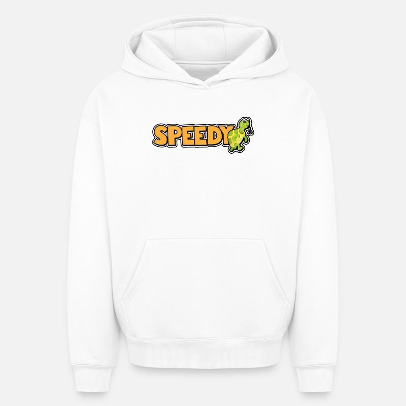 Speedy - tortue rapide - Sweat à capuche unisexe oversize épais SPREAD - blanc